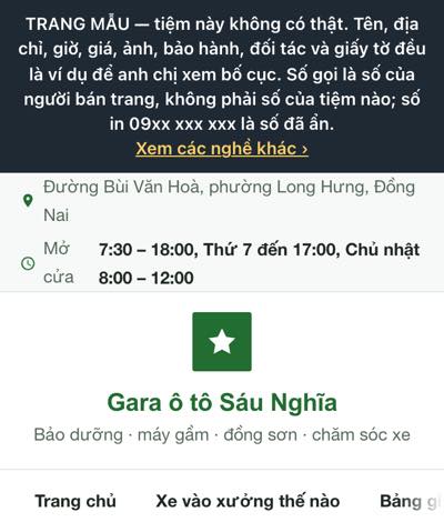 Trang mẫu — Gara · sửa chữa
